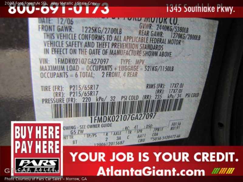 Alloy Metallic / Shale Grey 2007 Ford Freestyle SEL