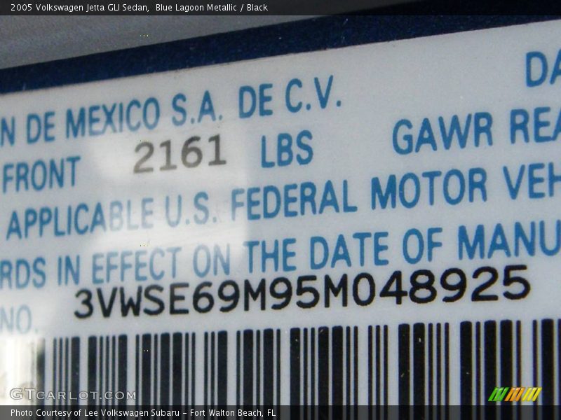 Blue Lagoon Metallic / Black 2005 Volkswagen Jetta GLI Sedan