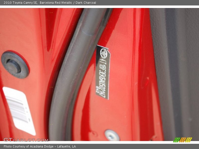 Barcelona Red Metallic / Dark Charcoal 2010 Toyota Camry SE