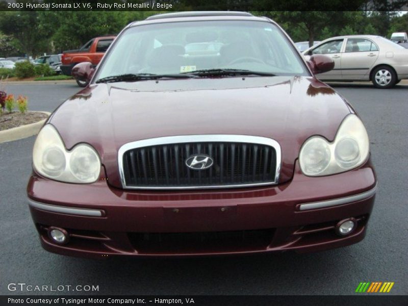 Ruby Red Metallic / Beige 2003 Hyundai Sonata LX V6