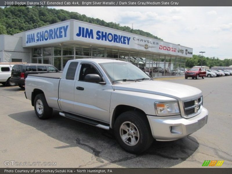 Bright Silver Metallic / Dark Slate Gray/Medium Slate Gray 2008 Dodge Dakota SLT Extended Cab 4x4