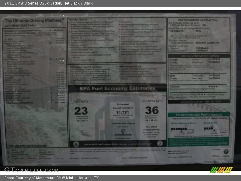 Jet Black / Black 2011 BMW 3 Series 335d Sedan