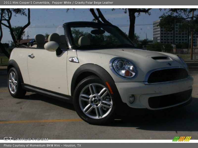 Pepper White / Gravity Polar Beige Leather 2011 Mini Cooper S Convertible