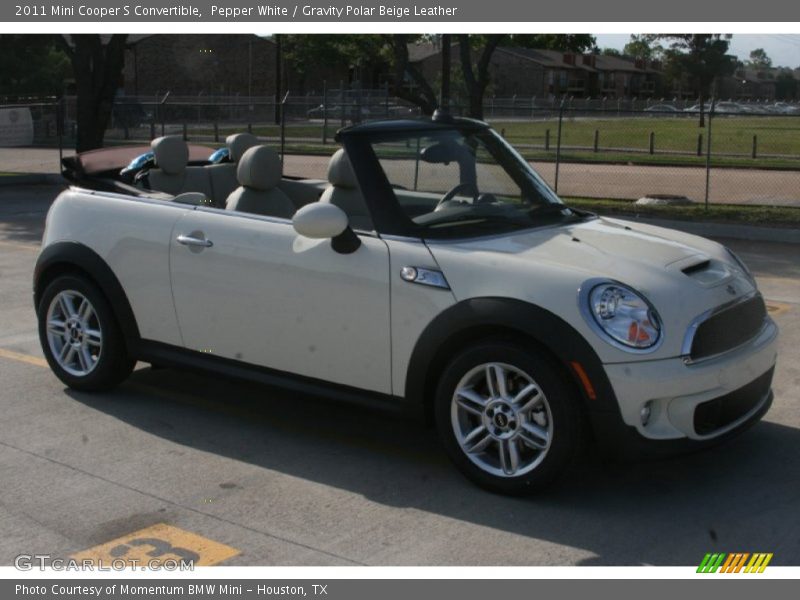 Pepper White / Gravity Polar Beige Leather 2011 Mini Cooper S Convertible