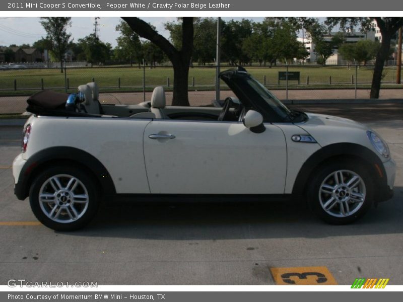 Pepper White / Gravity Polar Beige Leather 2011 Mini Cooper S Convertible