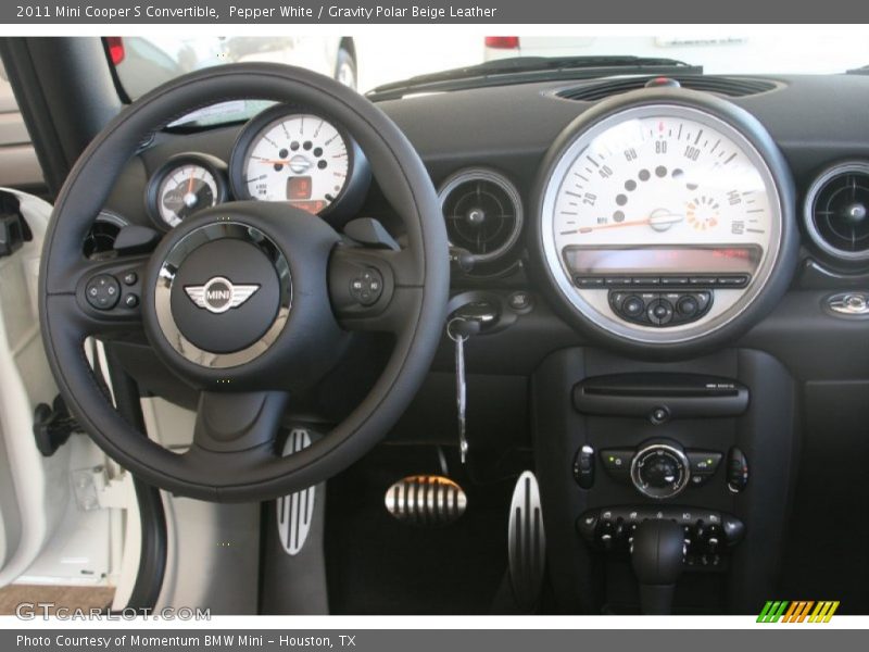 Pepper White / Gravity Polar Beige Leather 2011 Mini Cooper S Convertible