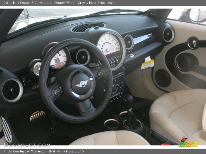 Pepper White / Gravity Polar Beige Leather 2011 Mini Cooper S Convertible