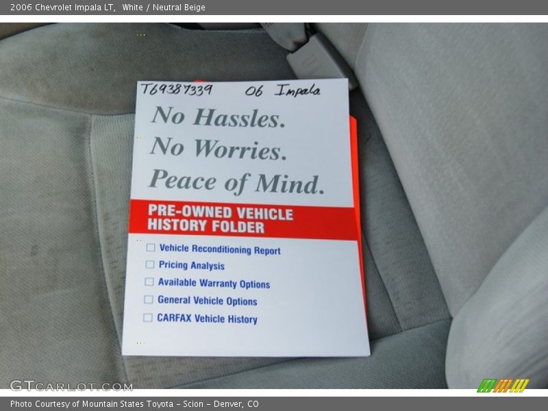 White / Neutral Beige 2006 Chevrolet Impala LT