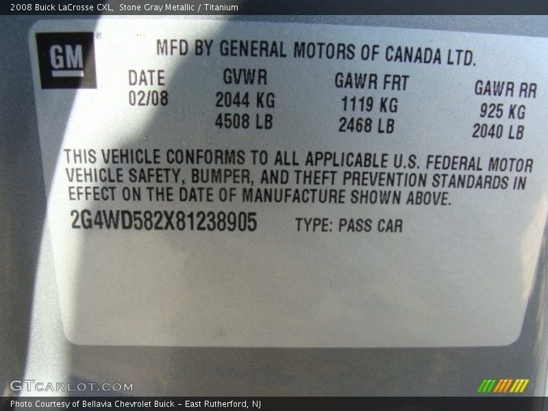 Stone Gray Metallic / Titanium 2008 Buick LaCrosse CXL