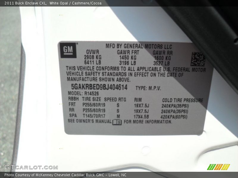 White Opal / Cashmere/Cocoa 2011 Buick Enclave CXL