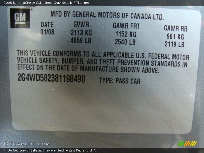 Stone Gray Metallic / Titanium 2008 Buick LaCrosse CXL