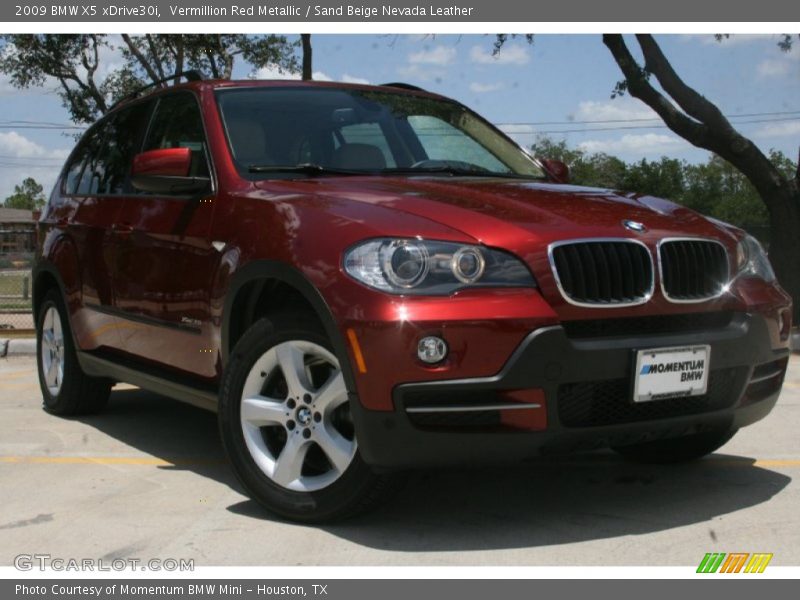 Vermillion Red Metallic / Sand Beige Nevada Leather 2009 BMW X5 xDrive30i
