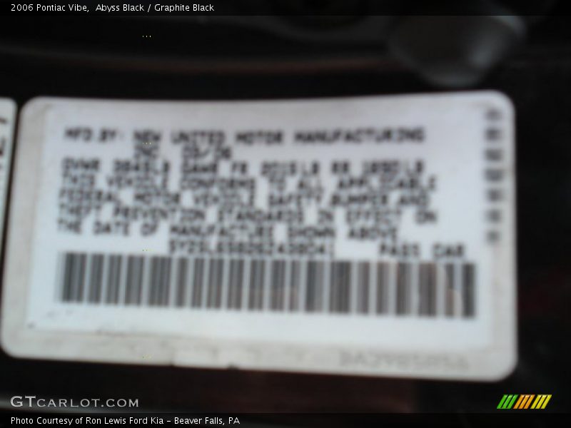 Abyss Black / Graphite Black 2006 Pontiac Vibe