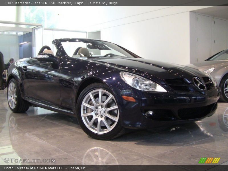 Capri Blue Metallic / Beige 2007 Mercedes-Benz SLK 350 Roadster