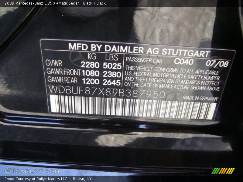 Black / Black 2009 Mercedes-Benz E 350 4Matic Sedan