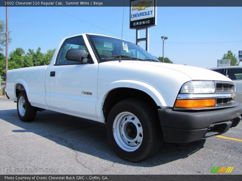 Summit White / Beige 2002 Chevrolet S10 Regular Cab