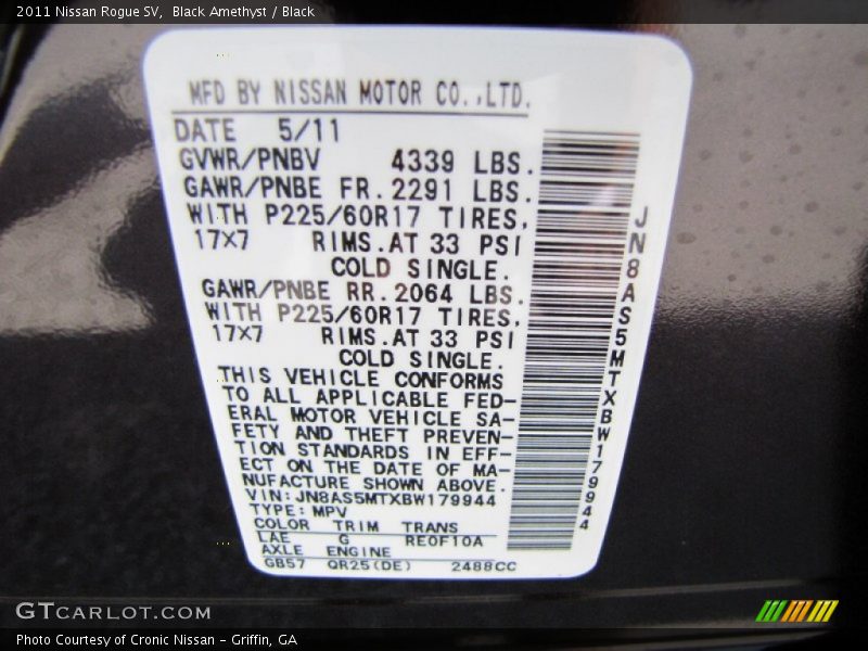 Black Amethyst / Black 2011 Nissan Rogue SV