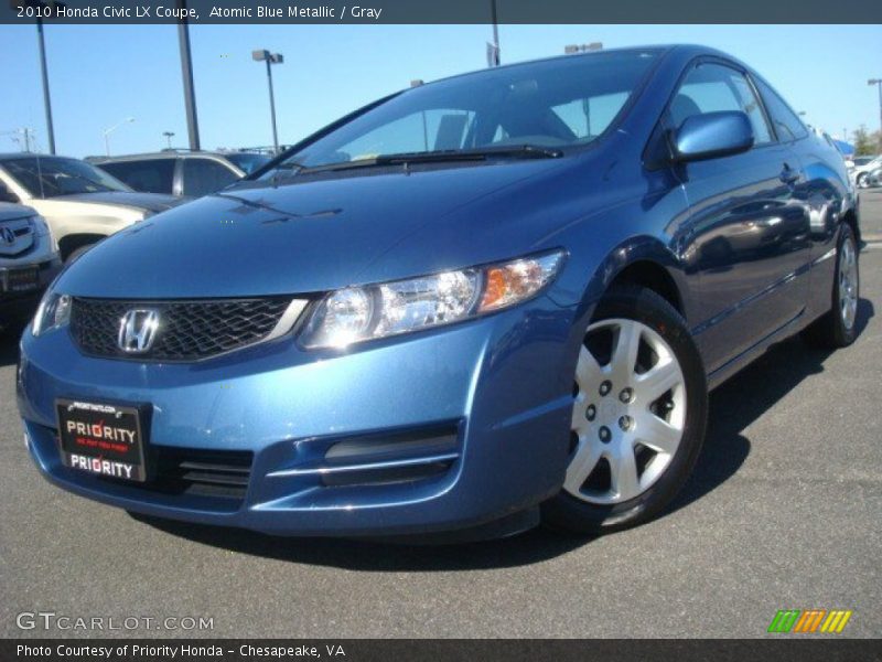 Atomic Blue Metallic / Gray 2010 Honda Civic LX Coupe