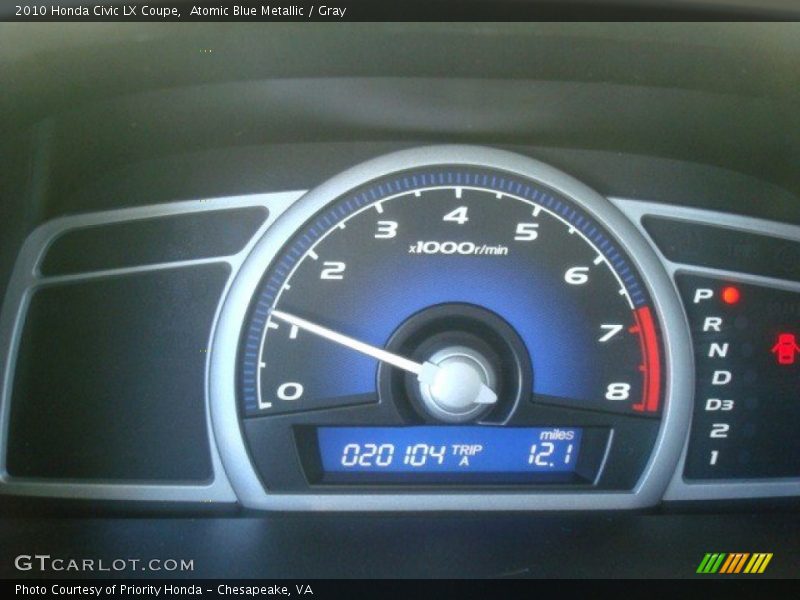 Atomic Blue Metallic / Gray 2010 Honda Civic LX Coupe