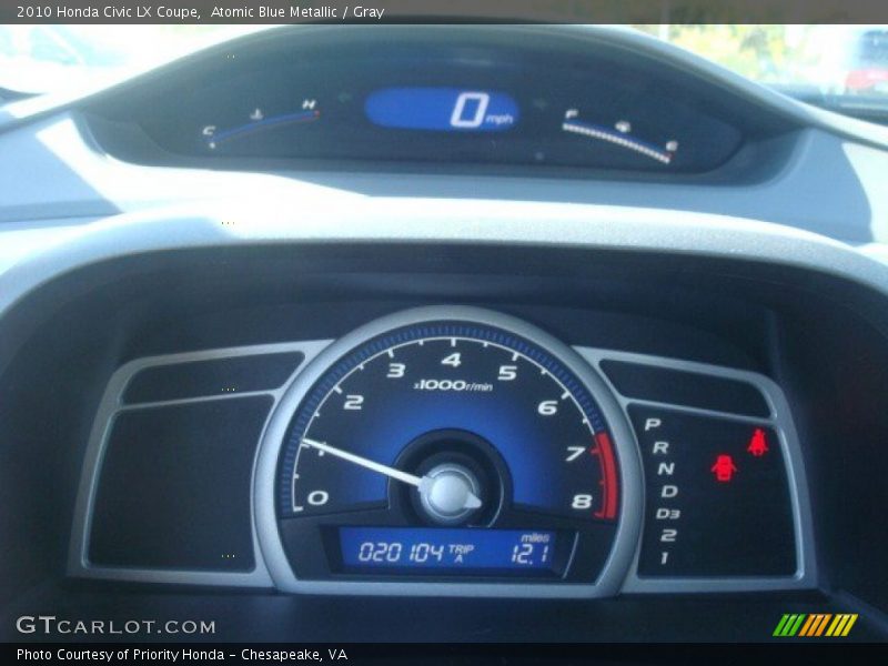 Atomic Blue Metallic / Gray 2010 Honda Civic LX Coupe