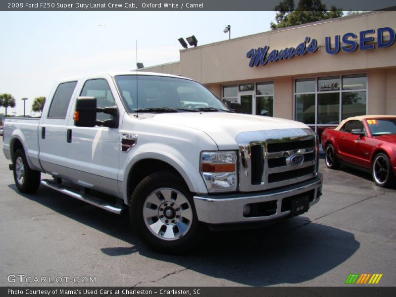Oxford White / Camel 2008 Ford F250 Super Duty Lariat Crew Cab