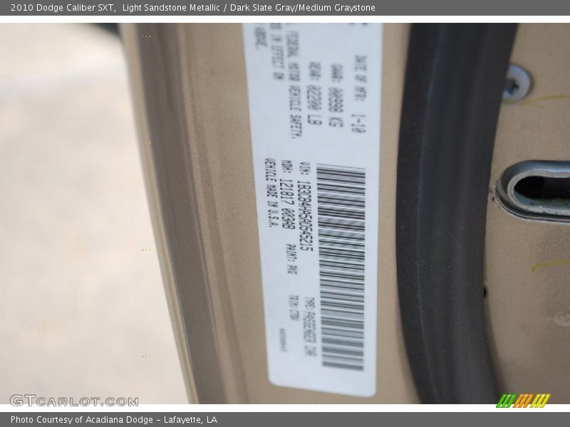 Light Sandstone Metallic / Dark Slate Gray/Medium Graystone 2010 Dodge Caliber SXT