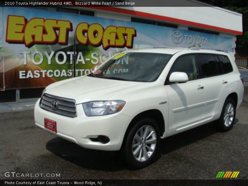 Blizzard White Pearl / Sand Beige 2010 Toyota Highlander Hybrid 4WD
