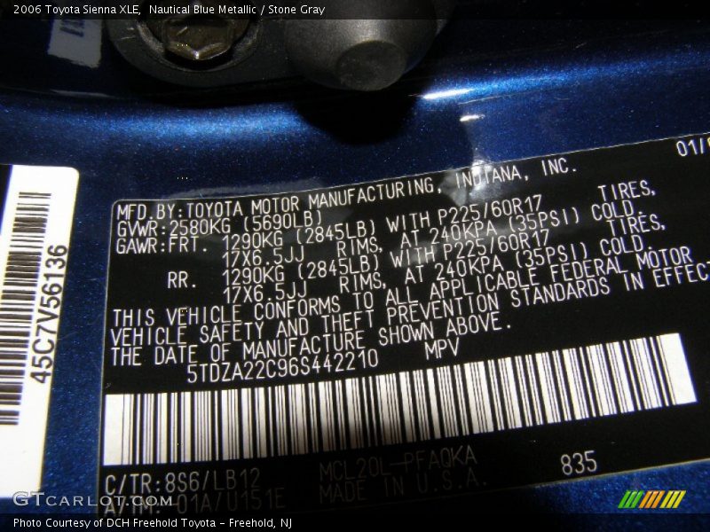 Nautical Blue Metallic / Stone Gray 2006 Toyota Sienna XLE