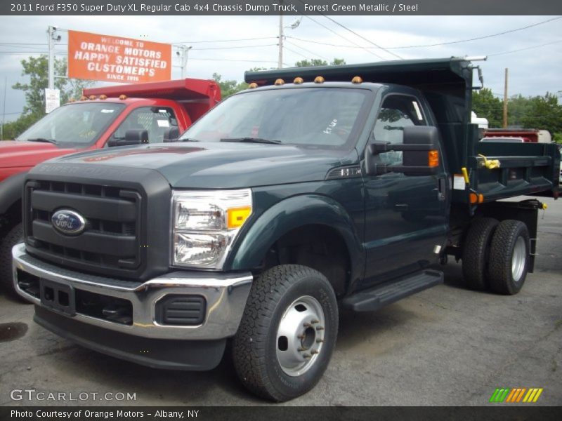 Forest Green Metallic / Steel 2011 Ford F350 Super Duty XL Regular Cab 4x4 Chassis Dump Truck