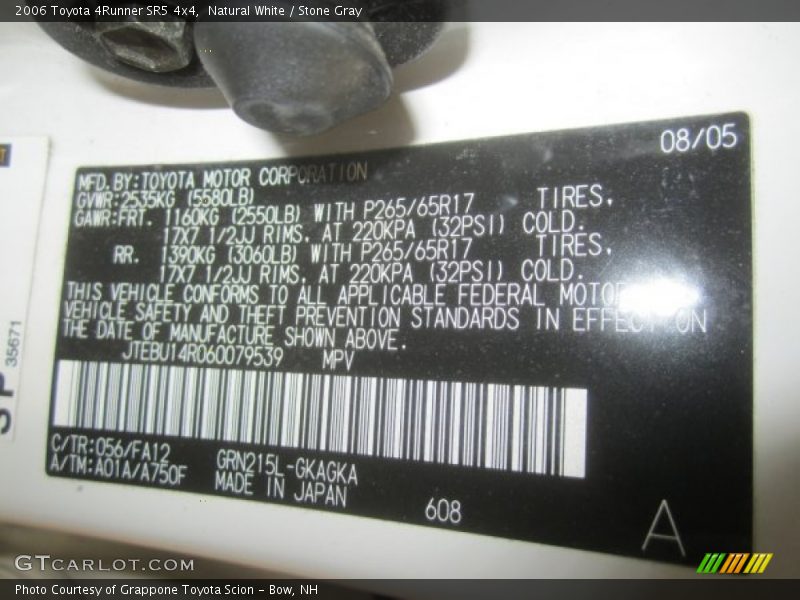 Natural White / Stone Gray 2006 Toyota 4Runner SR5 4x4
