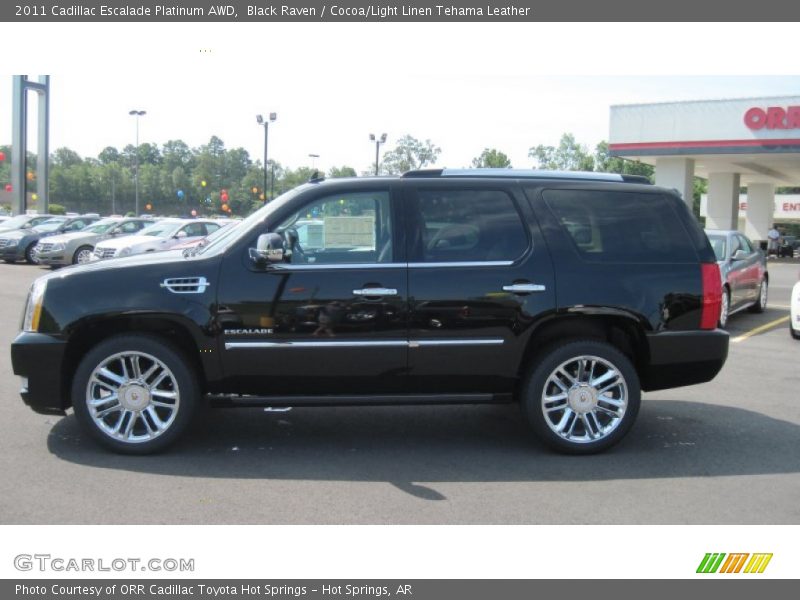 Black Raven / Cocoa/Light Linen Tehama Leather 2011 Cadillac Escalade Platinum AWD