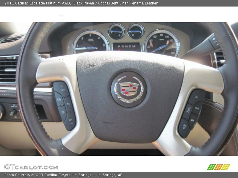 Black Raven / Cocoa/Light Linen Tehama Leather 2011 Cadillac Escalade Platinum AWD