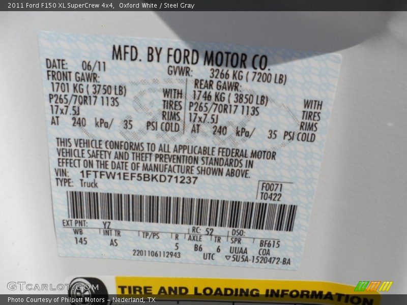 Oxford White / Steel Gray 2011 Ford F150 XL SuperCrew 4x4