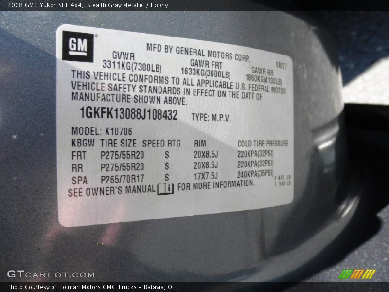 Stealth Gray Metallic / Ebony 2008 GMC Yukon SLT 4x4