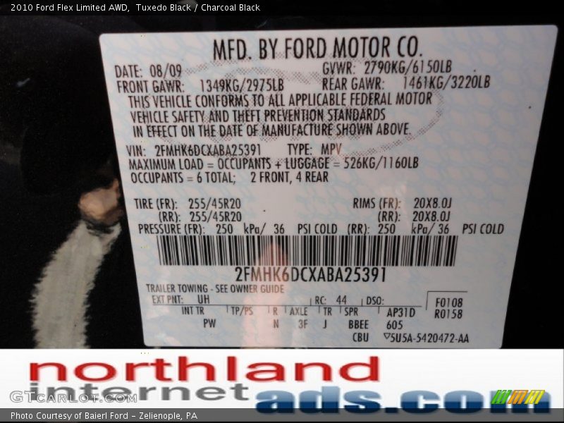 Tuxedo Black / Charcoal Black 2010 Ford Flex Limited AWD