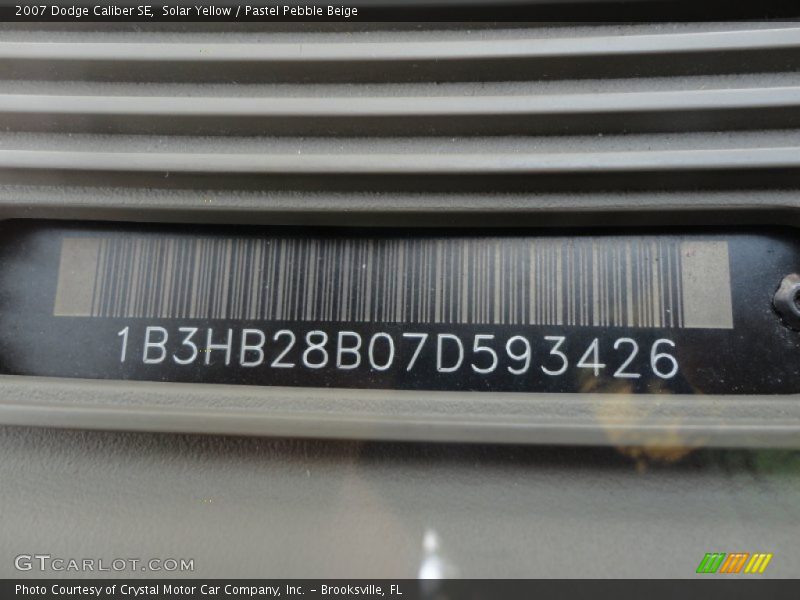 Solar Yellow / Pastel Pebble Beige 2007 Dodge Caliber SE