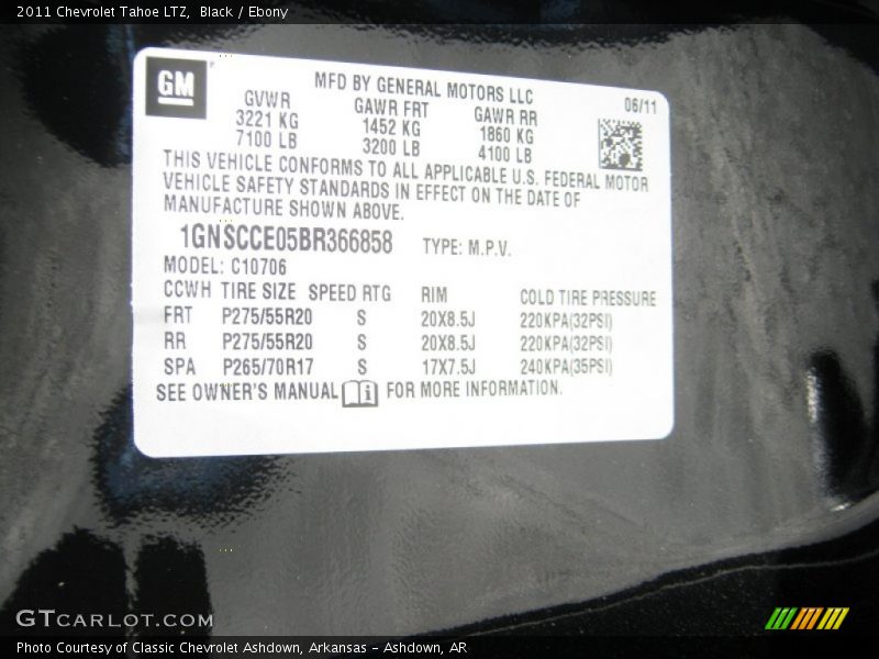 Black / Ebony 2011 Chevrolet Tahoe LTZ