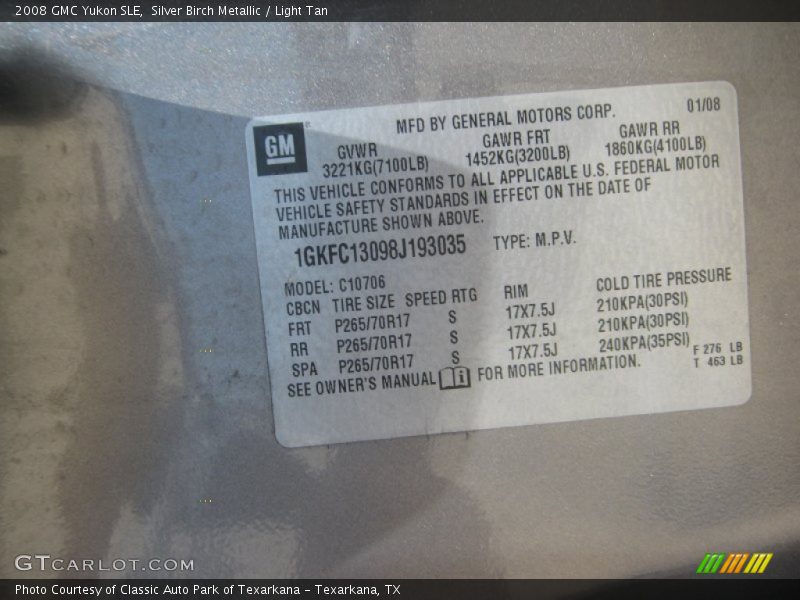 Silver Birch Metallic / Light Tan 2008 GMC Yukon SLE