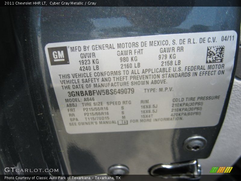 Cyber Gray Metallic / Gray 2011 Chevrolet HHR LT