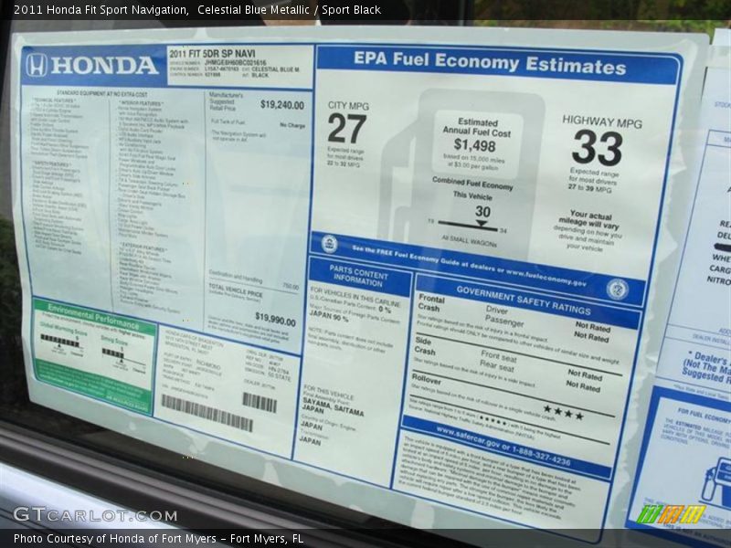  2011 Fit Sport Navigation Window Sticker