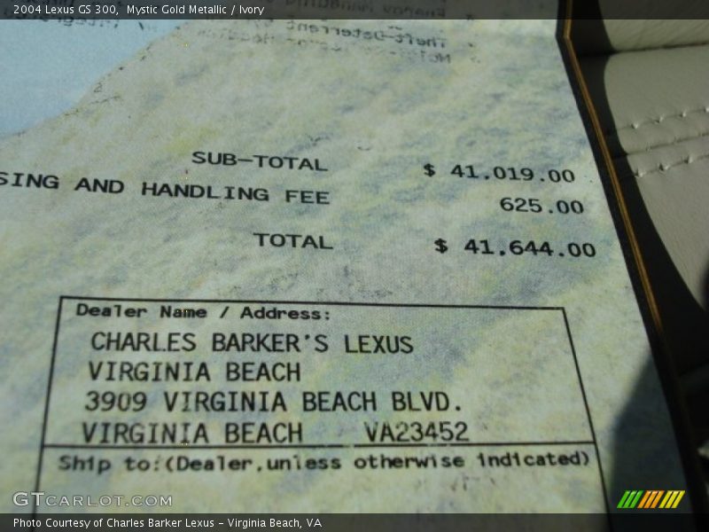  2004 GS 300 Window Sticker