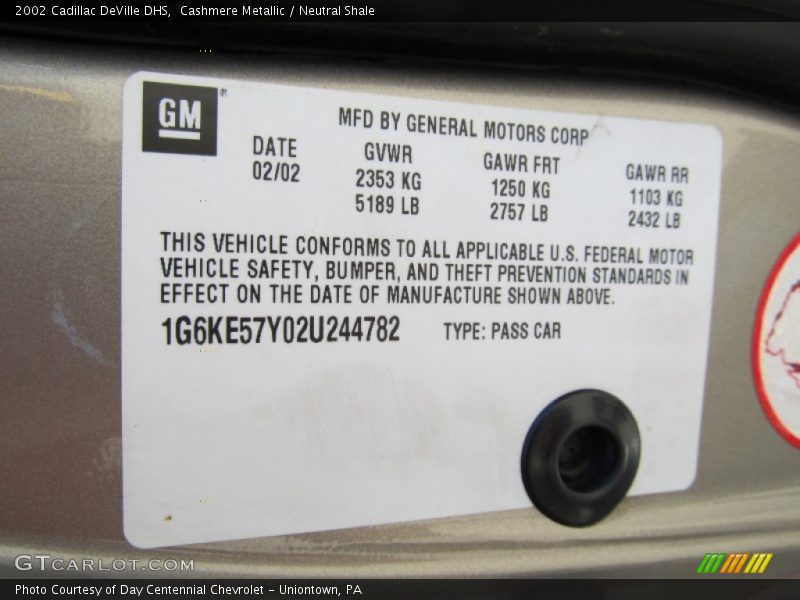 Cashmere Metallic / Neutral Shale 2002 Cadillac DeVille DHS