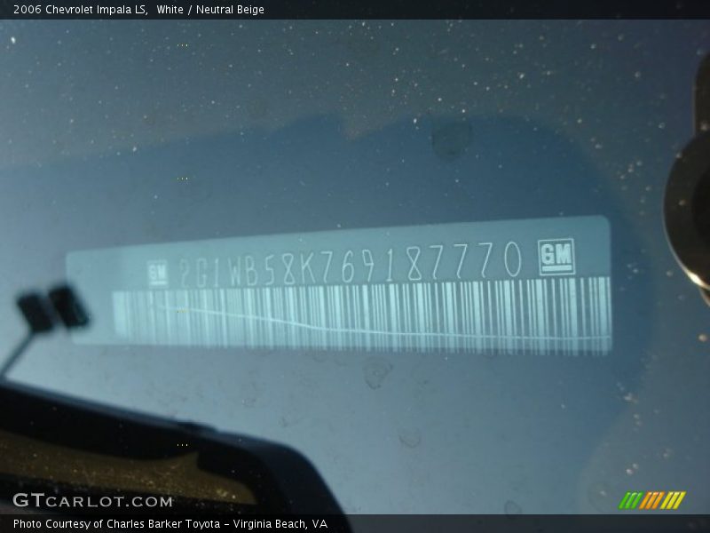 White / Neutral Beige 2006 Chevrolet Impala LS
