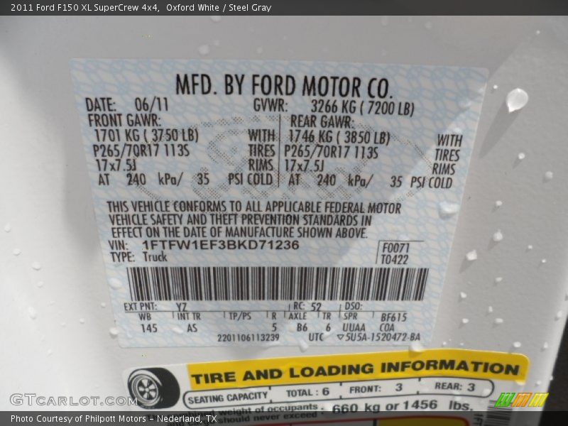 Oxford White / Steel Gray 2011 Ford F150 XL SuperCrew 4x4