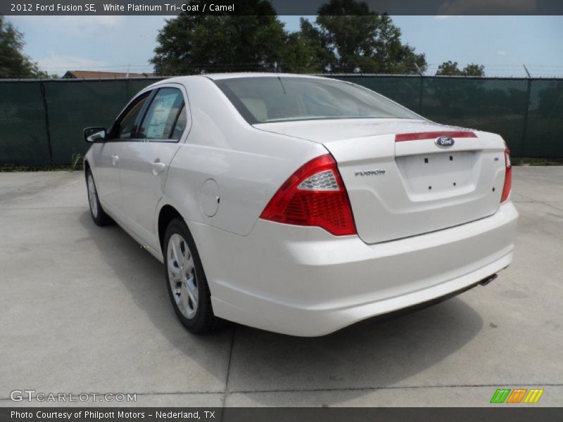White Platinum Tri-Coat / Camel 2012 Ford Fusion SE