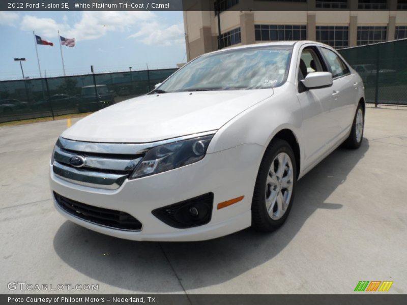 White Platinum Tri-Coat / Camel 2012 Ford Fusion SE