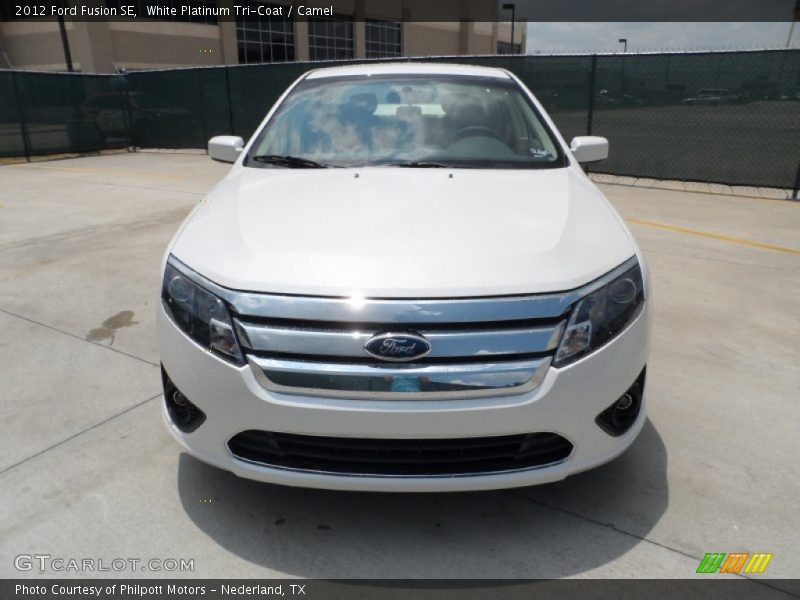 White Platinum Tri-Coat / Camel 2012 Ford Fusion SE