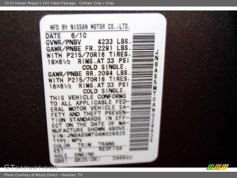 Gotham Gray / Gray 2010 Nissan Rogue S 360 Value Package