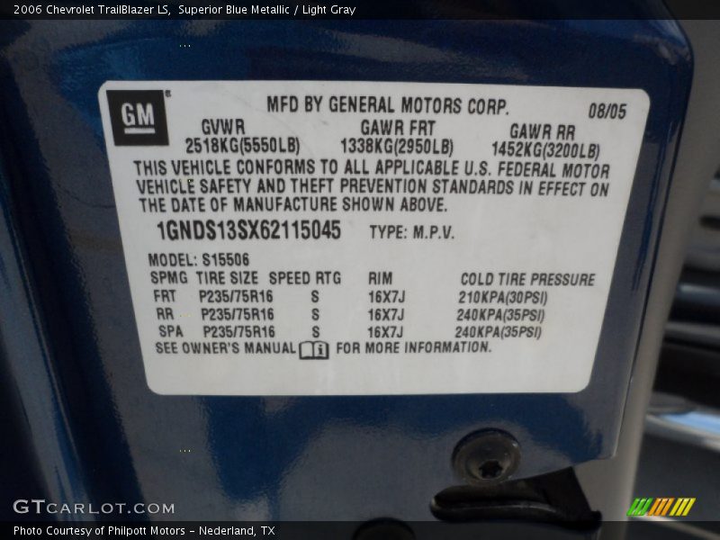 Superior Blue Metallic / Light Gray 2006 Chevrolet TrailBlazer LS