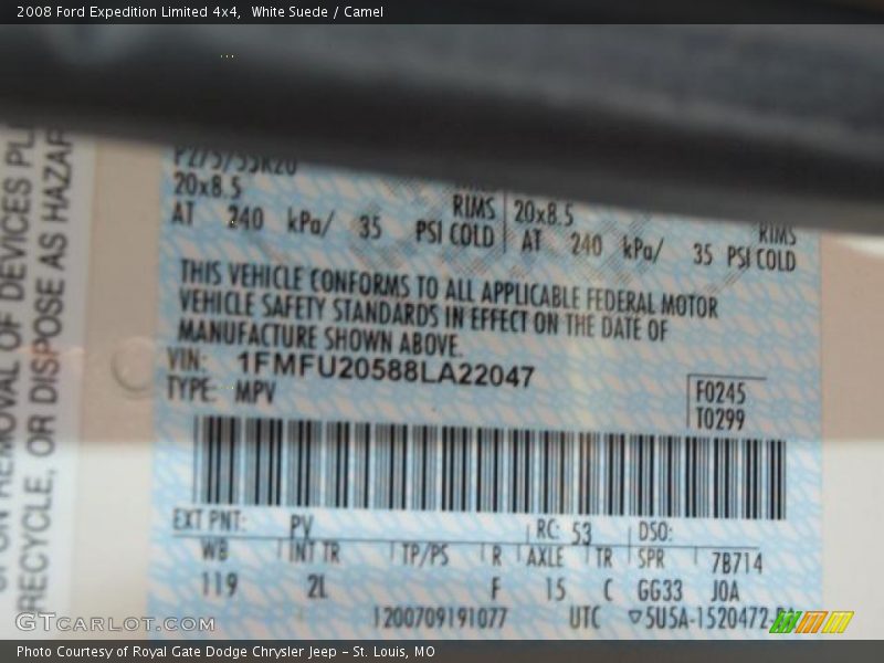 White Suede / Camel 2008 Ford Expedition Limited 4x4